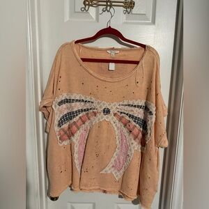 POL Peach Top with Bow Design